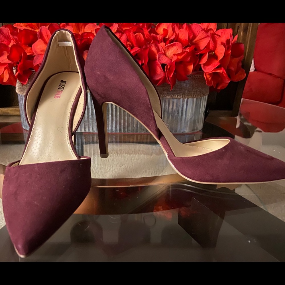 JustFab Burgundy Cut-Out Heels
